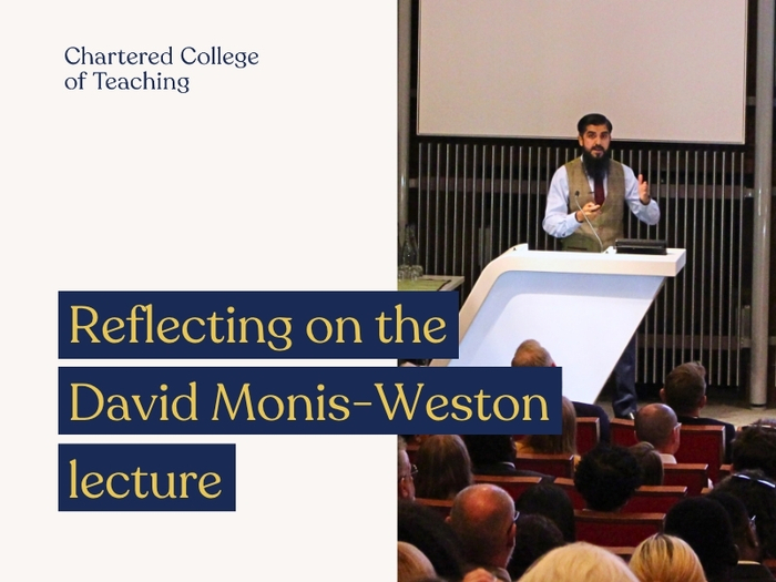 Reflecting on the David Monis-Weston Lecture, photo of Sufian Sadiq delivering the lecture on Didagogy